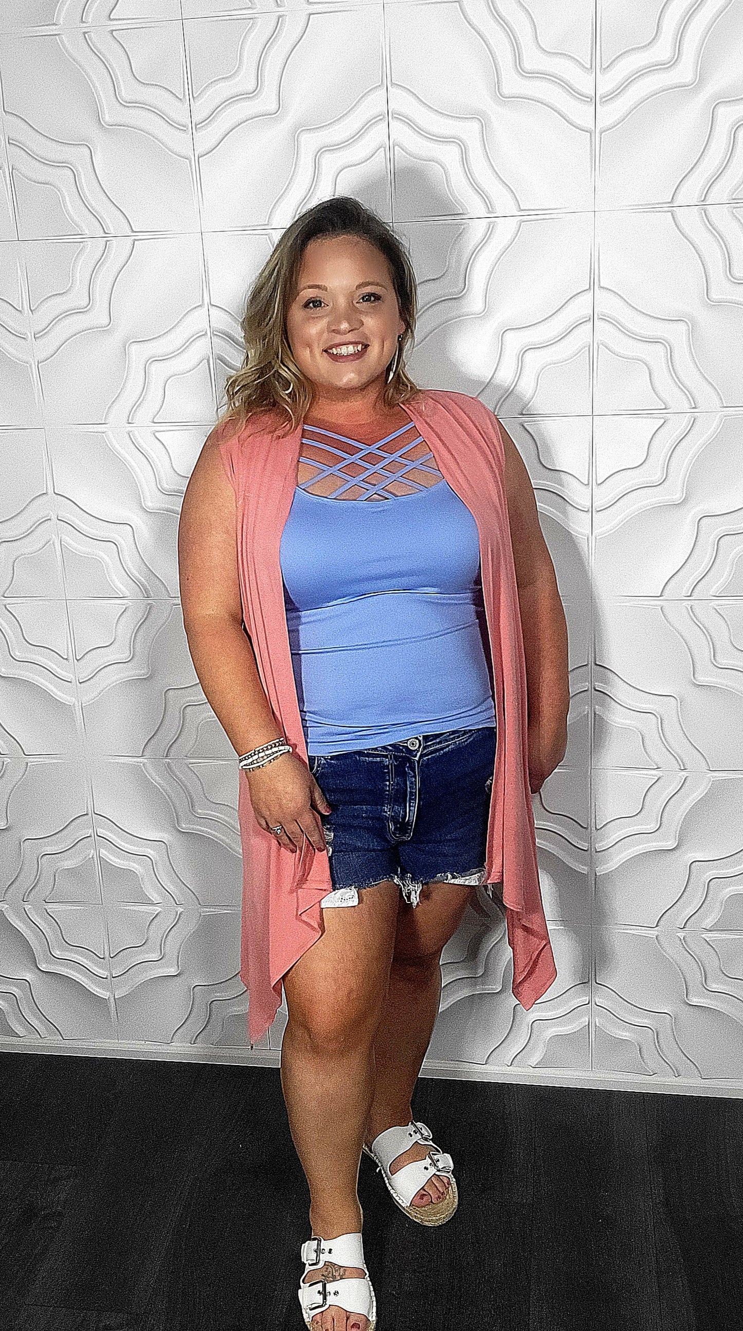 Sleeveless Cardigan in Ash Rose