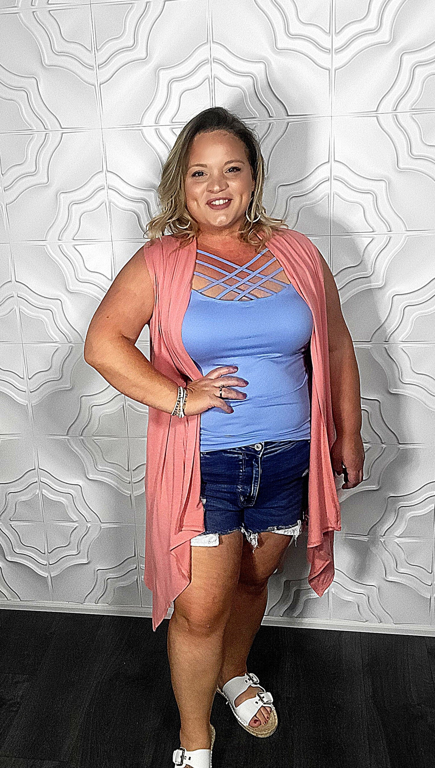 Don't Cross Me Tank in Spring blue