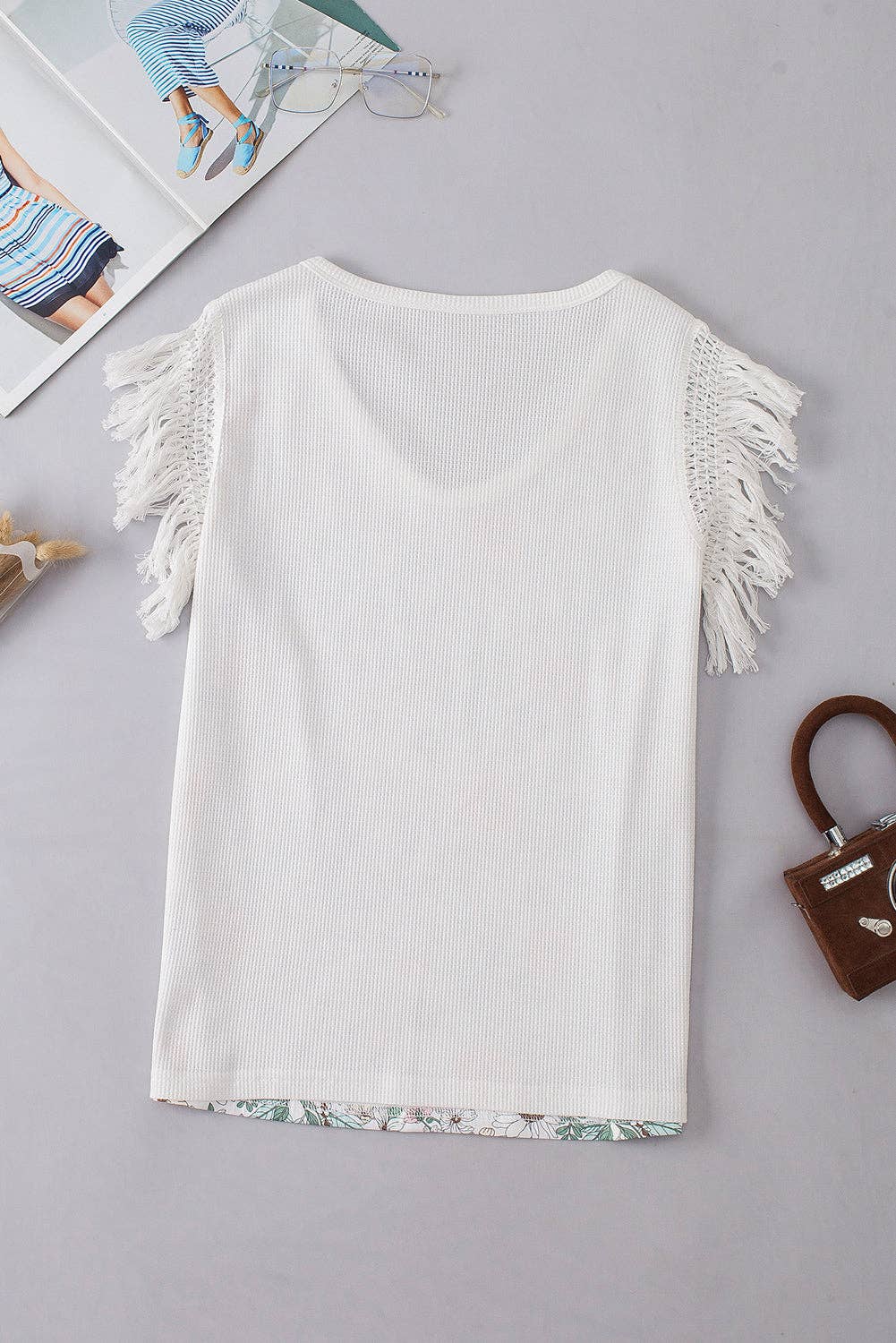 Free Spirit Bohemian Floral Fringed Top