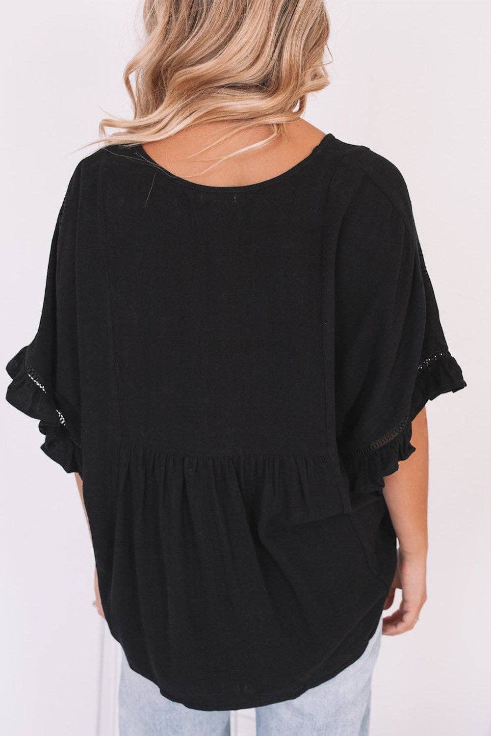 Ruffling Feathers Top in Black
